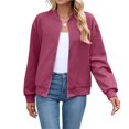 thumbnail image 1 of Wevis Autumn Zip Up Jacket for Women Long Sleeve Stand Collar Short Coat Casual Loose Fall Coat, 1 of 6
