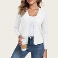 thumbnail image 1 of Wevis Women Scalloped V Neck Long Sleeve Knit Cardigan Button Front Casual Layering Sweater Jacket, 1 of 5