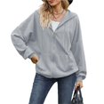 thumbnail image 1 of Wevis Women's Full Zip Hooded Jacket Long Sleeve Loose Casual Outerwear With Pockets, 1 of 6