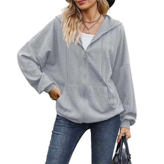 Wevis Women's Full Zip Hooded Jacket Long Sleeve Loose Casual Outerwear With Pockets