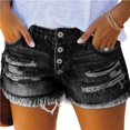 thumbnail image 1 of Wevis Women's High Waist Ripped Denim Shorts, Button Fly Frayed Hem Stretchy Jean Shorts for Summer - BLACK_S, 1 of 4