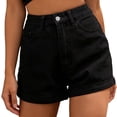 thumbnail image 1 of Wevis Women's High Waisted Denim Shorts, Classic Jean Shorts with Rolled Cuff Hem, Five Pocket Casual Summer Shorts, 1 of 4
