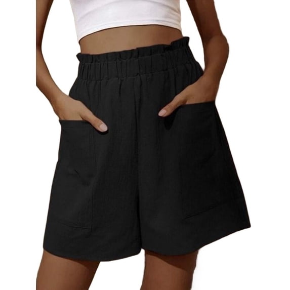 Wevis Women's High Waisted Summer Shorts Paperbag Elastic Waist Relaxed ...