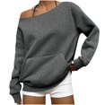 thumbnail image 1 of Wevis Women's Off Shoulder Long Sleeve Knit Tops Loose Casual Pullover With Front Pocket, 1 of 5
