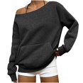 thumbnail image 1 of Wevis Women's Off Shoulder Long Sleeve Knit Tops Loose Casual Pullover With Front Pocket, 1 of 5