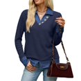 thumbnail image 1 of Wevis Women's Patch Denim Collar Knit Sweater Button Down Long Sleeve Autumn Blouse Casual Layered Look Fall Pullover Tops, 1 of 7