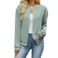 thumbnail image 1 of Wevis Women's Zip Up Fall Jacket, Long Sleeve Ribbed Knit Autumn Cardigan, Casual Loose Lightweight Sweater Coat, 1 of 7