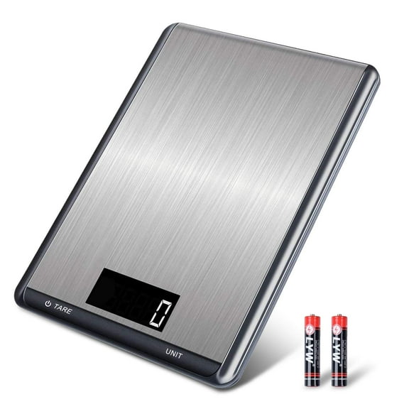 Wewdigi Digital Kitchen Scale, 11lb/5kg Stainless Steel Electronic Food Scale, Waterproof and Tare Function, Large LCD Display
