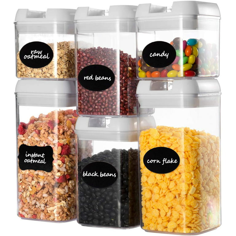 6pc Air Tight Food Storage Container Jars Durable Square Sizes  1.2L/0.8L/0.5L