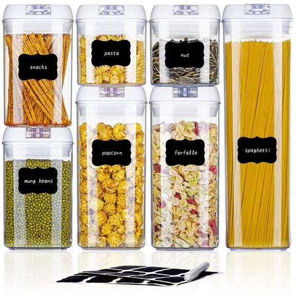 Wewdigi Kitchen Food Storage Containers Set, Kitchen Pantry Organization and Storage with Easy Lock Lids, 7 Pcs