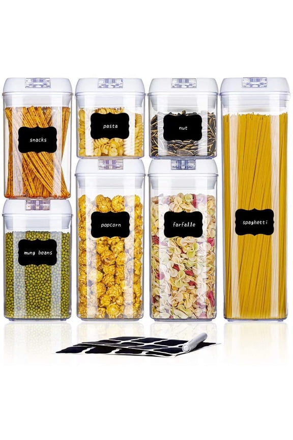 Kitchen Food Storage Containers Set, Kitchen Pantry Organization and Storage with Easy Lock Lids, 7 Pcs