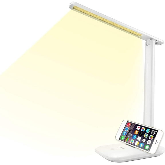 Wewdigi LED Desk Lamp with Adjustable Brightness Level for Eye Protection, Touch Controls, USB Charging, White