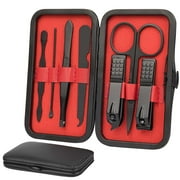 Wewdigi Women Man Professional Nail, Pedicure Kit, Gift Manicure Grooming Set with Black Leather Case, 7 Pieces