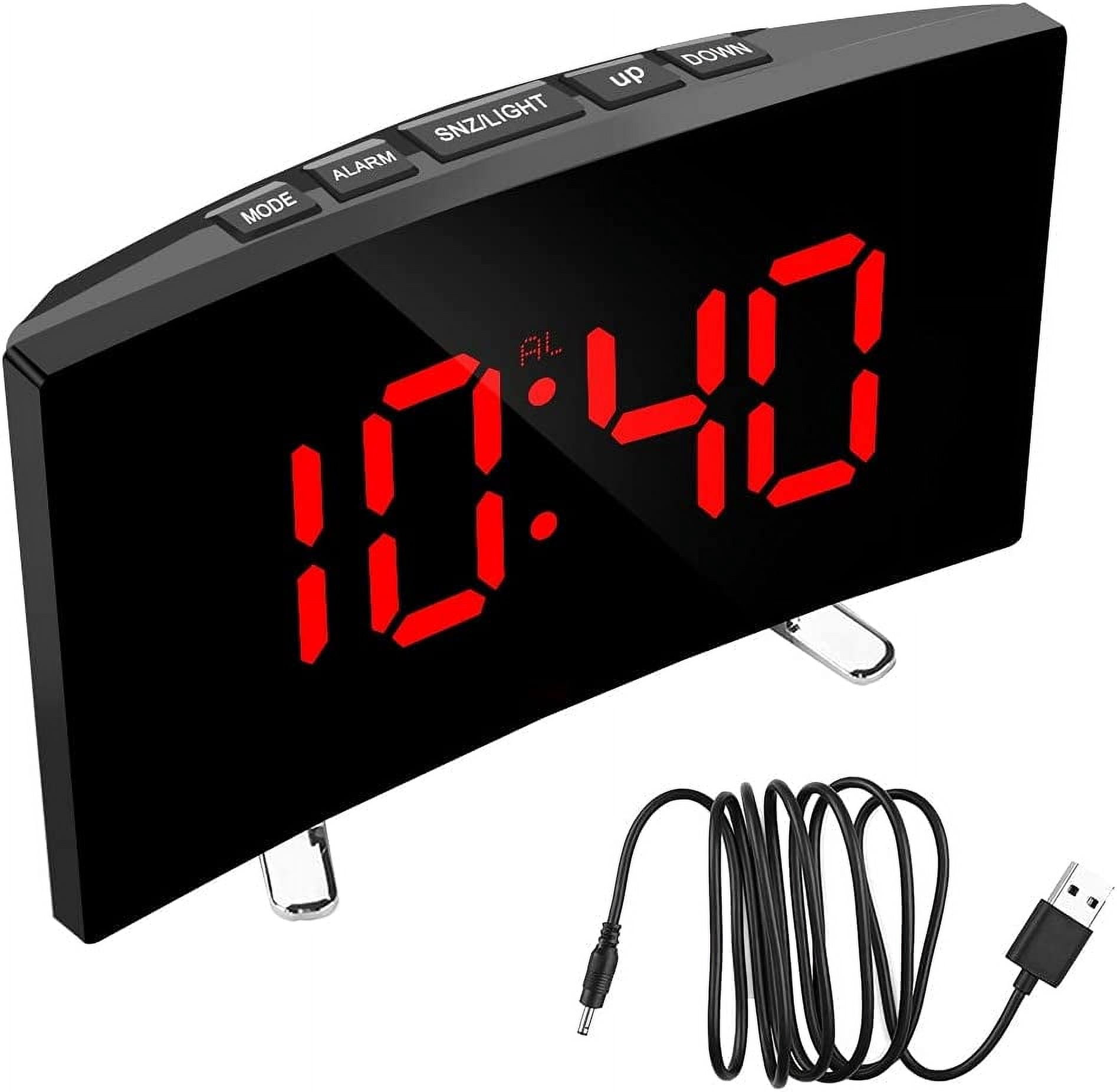 Wewean Atomic Desktop Clock 7 Inch Digital Alarm Clock LED Screen ...