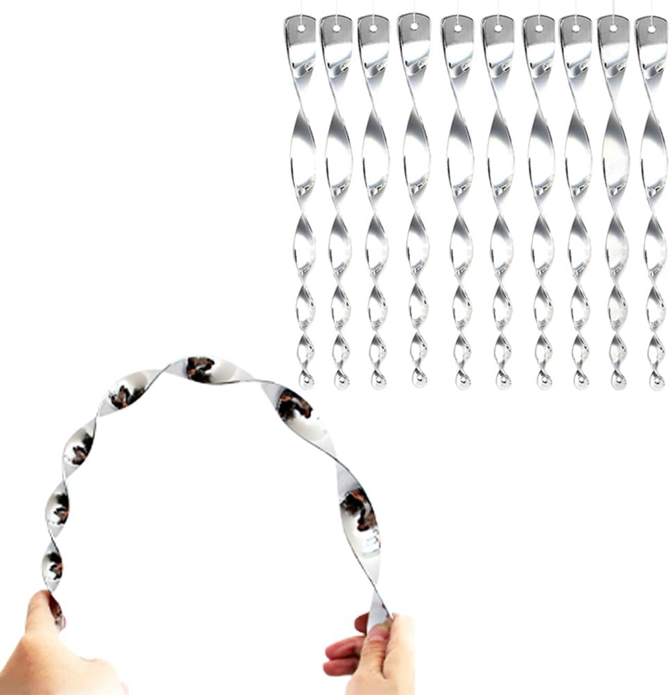 Wewean Bird Repeller Rotating Rod, Silver Spiral Bird Repellent ...