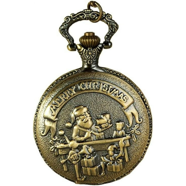 Wewean Christmas Pocket Watch Santa Claus Vintage Quartz Pocket Watch Antique Watches Bronze T1164 Walmart