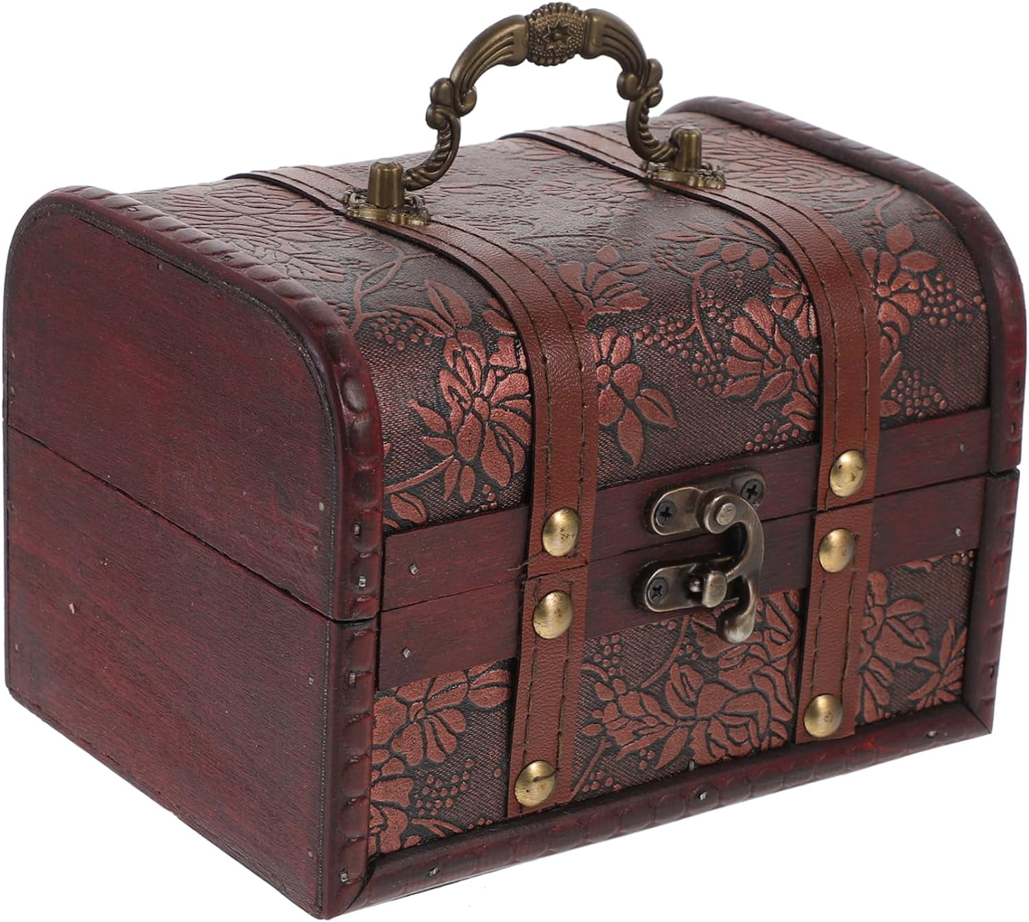 Wewean Pirate Treasure Chest Wooden Jewelry Case Photo Prop Wooden ...