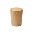 Wewean Round Wood Trash Can with Lid, JapaneseStyle Natural Wood