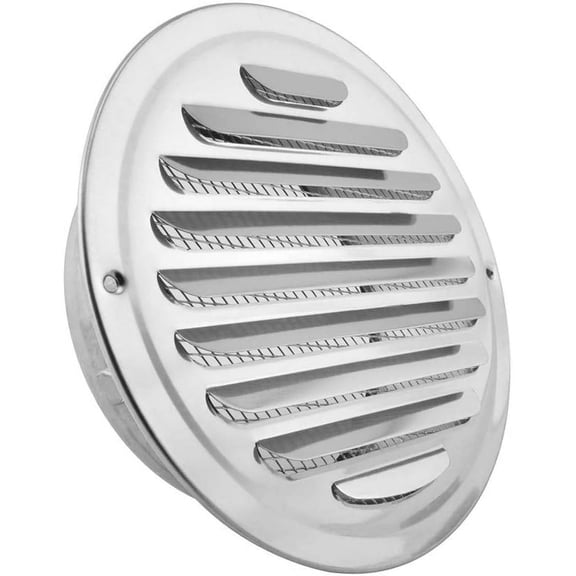 Wewean Stainless Steel Air Vents, Louvered Grille Cover Vent Hood Flat Ducting Ventilation Wall Air Outlet with Fly Screen Mesh (8 Inch) V238