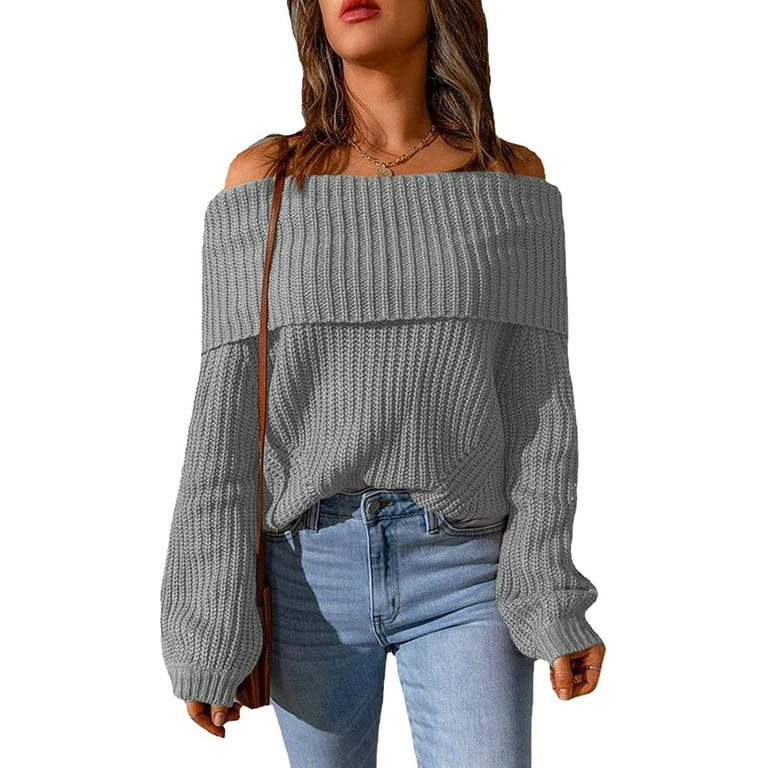 Off shoulder loose sweater best sale