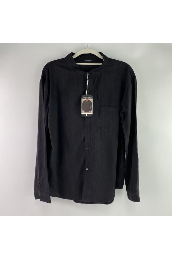 Shirts,Mens Long Sleeve Button Down Shirt Wrinkle Free Casual Shirt for Men Untucked Shirts with Pocket for Wedding - L