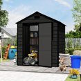 thumbnail image 1 of Wework 6x6FT Black Resin Shed | 12mm Thick PP Board, Reinforced Floor & Secure Lock | All-Weather Outdoor Storage for Tools, Bicycles, Patio Furniture, 1 of 7
