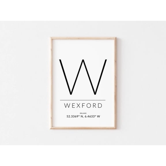 Wexford Coordinates Irish Travel Wall Art Print, Minimal Celtic Decor Unframed Paper Print