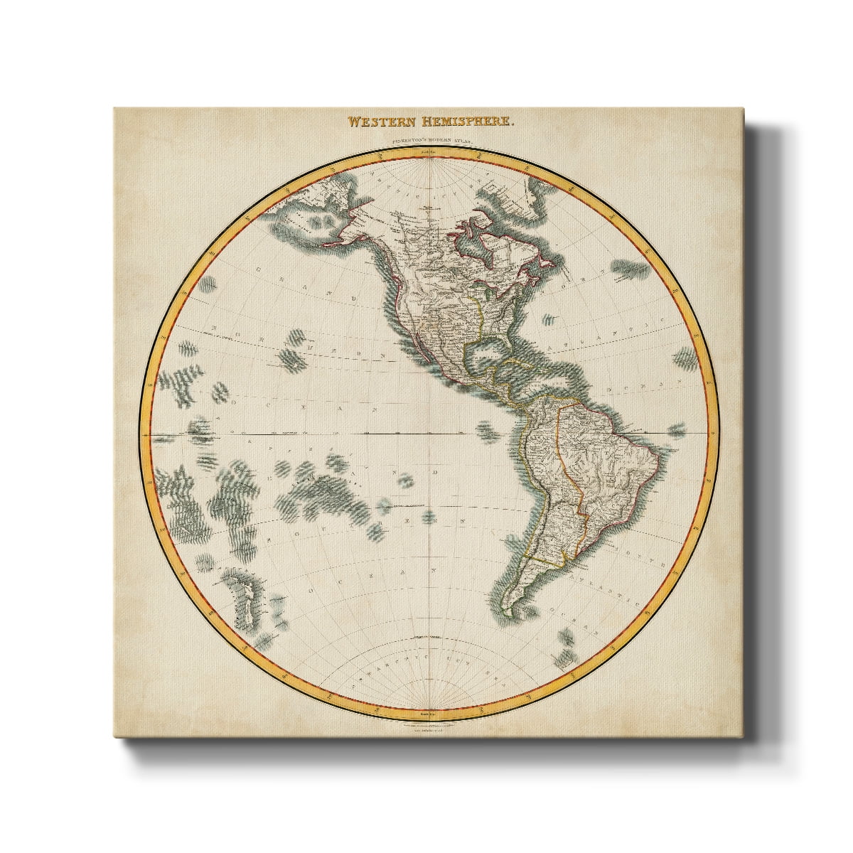 Wexford Home 1812 Western Hemisphere-Premium Gallery Wrapped Canvas, 24" x 24" - Ready to Hang