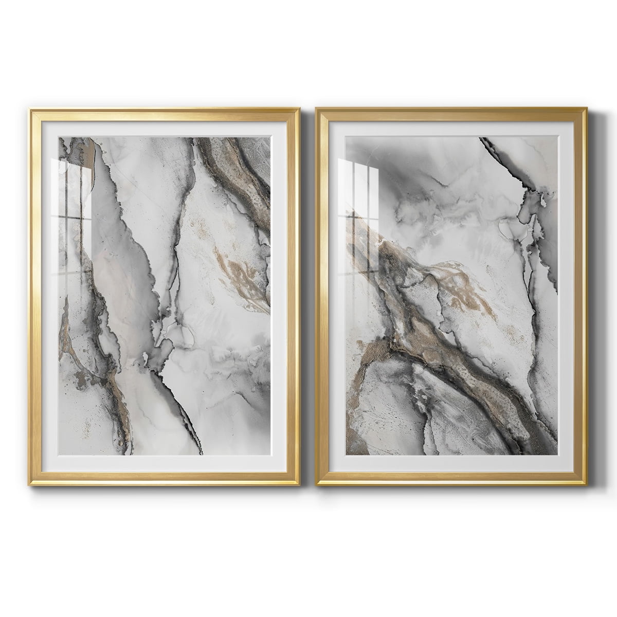 Wexford Home Abstract Ink Fantasy I Premium Framed Print, 26.5" x 36.5" - Ready to Hang, Gold (Set of 2)