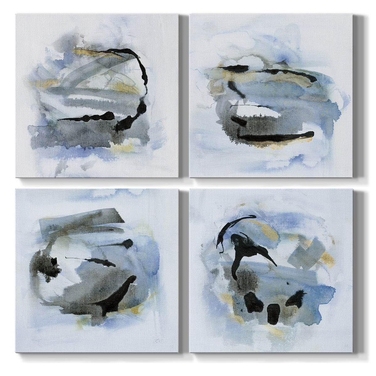Wexford Home Abstract Wall Art Watercolor Canvas Prints Modern Artwork Décor for Living Room Bathroom Bedroom 16x 16 inches, Set of 4