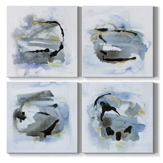 Wexford Home Abstract Wall Art Watercolor Canvas Prints Modern Artwork Décor for Living Room Bathroom Bedroom 16x 16 inches, Set of 4