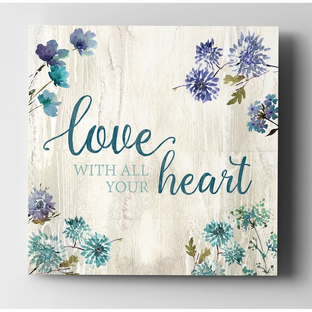 Love With All Your Heart Floral Canvas Art 40x40