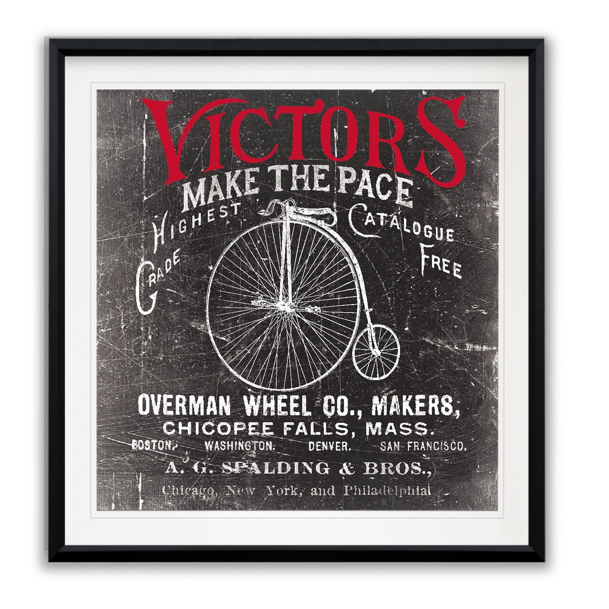 Antique Bicycle Black and White Framed Giclee Print 24x24