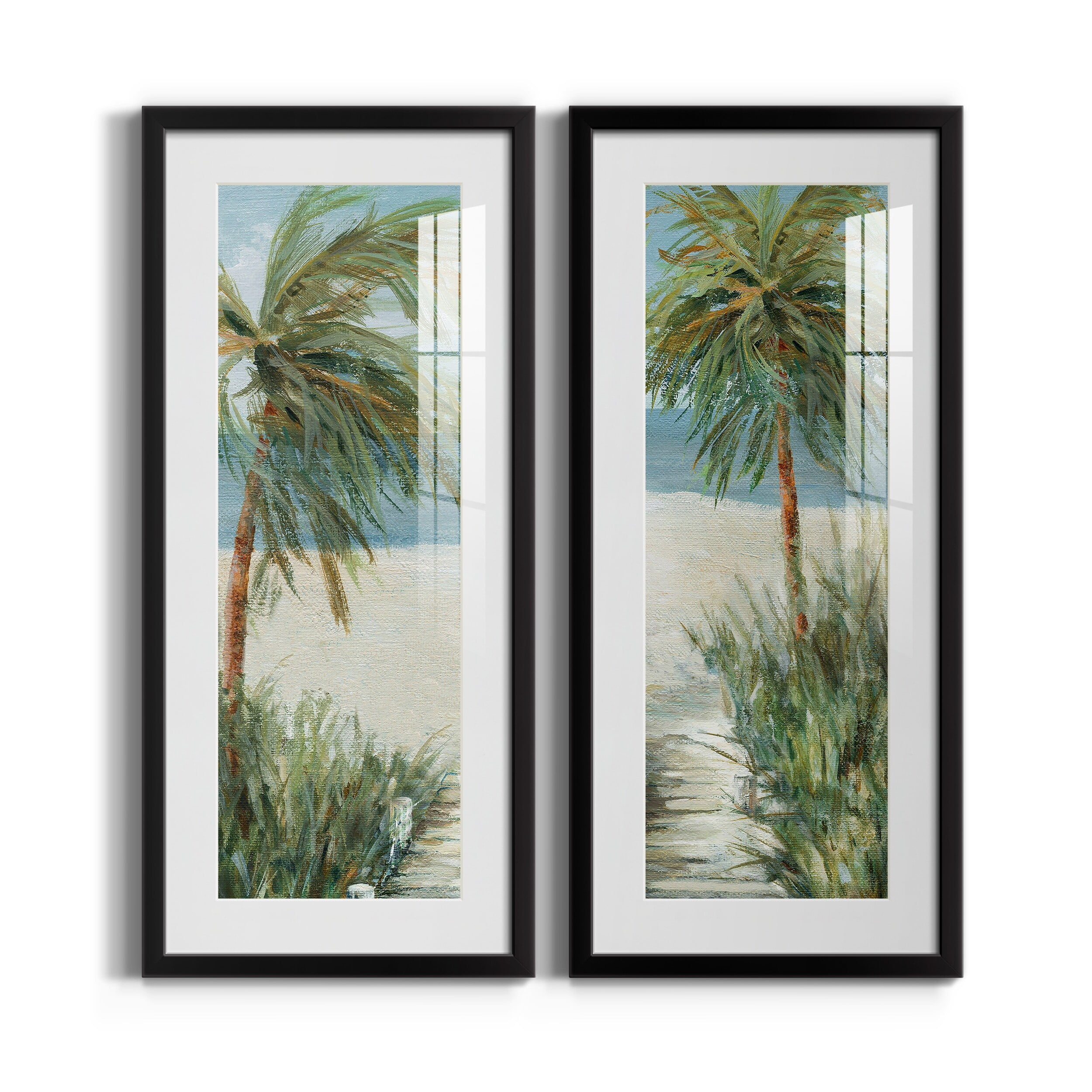 Beach Walk Distressed Wood Framed Print with Acrylic Glass