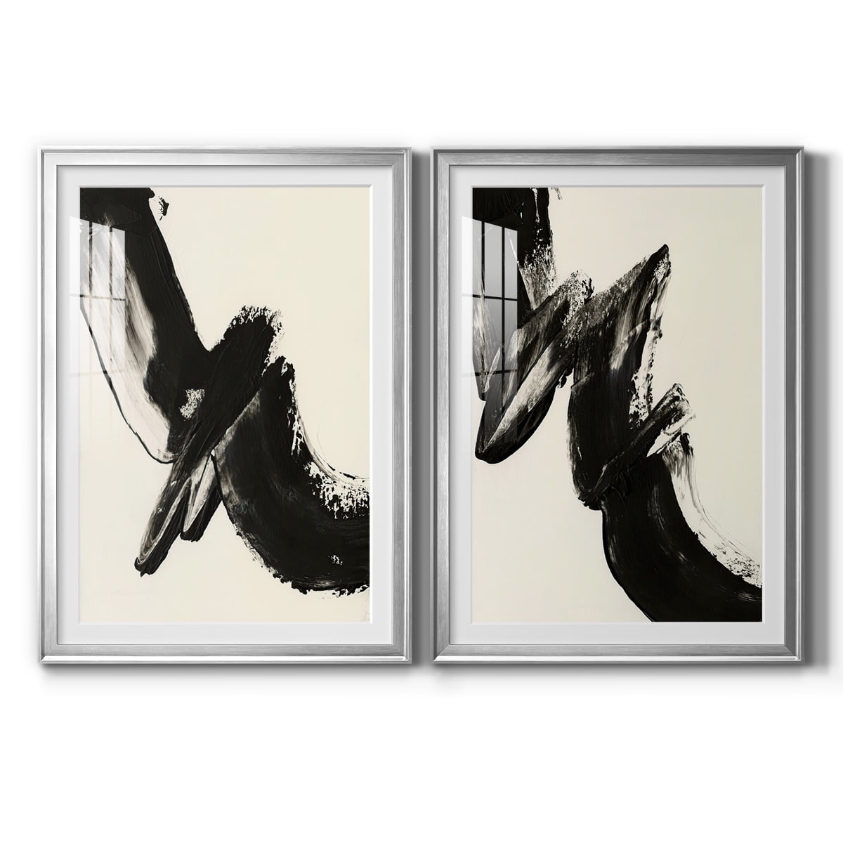 Wexford Home Black Expression I Premium Framed Print, 26.5" x 36.5" - Ready to Hang, Silver (Set of 2)