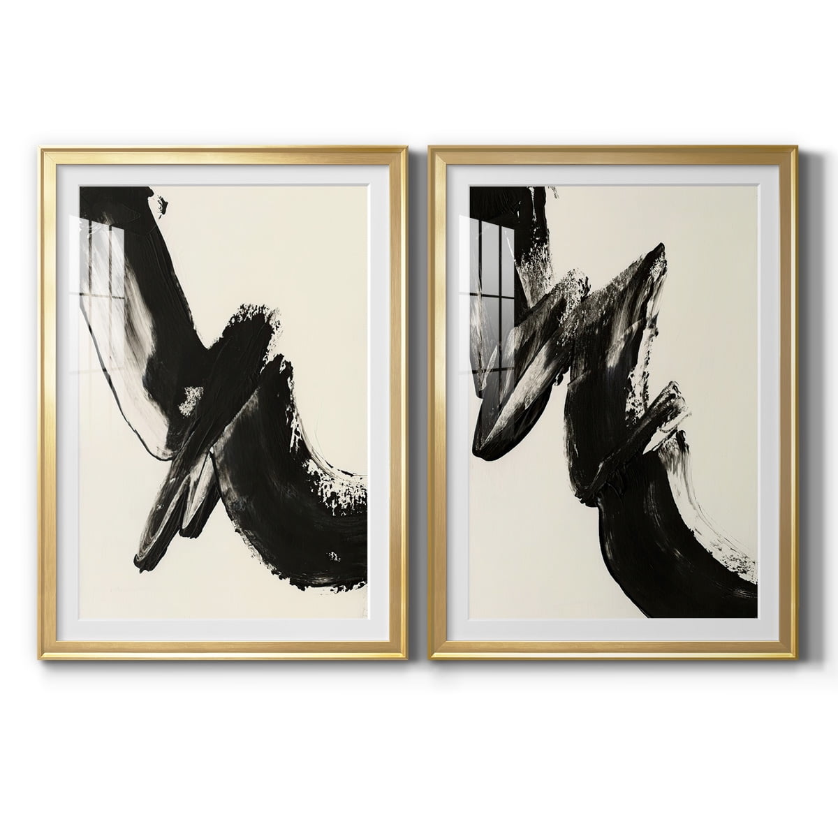 Wexford Home Black Expression I Premium Framed Print, 30.5" x 42.5" - Ready to Hang, Gold (Set of 2)