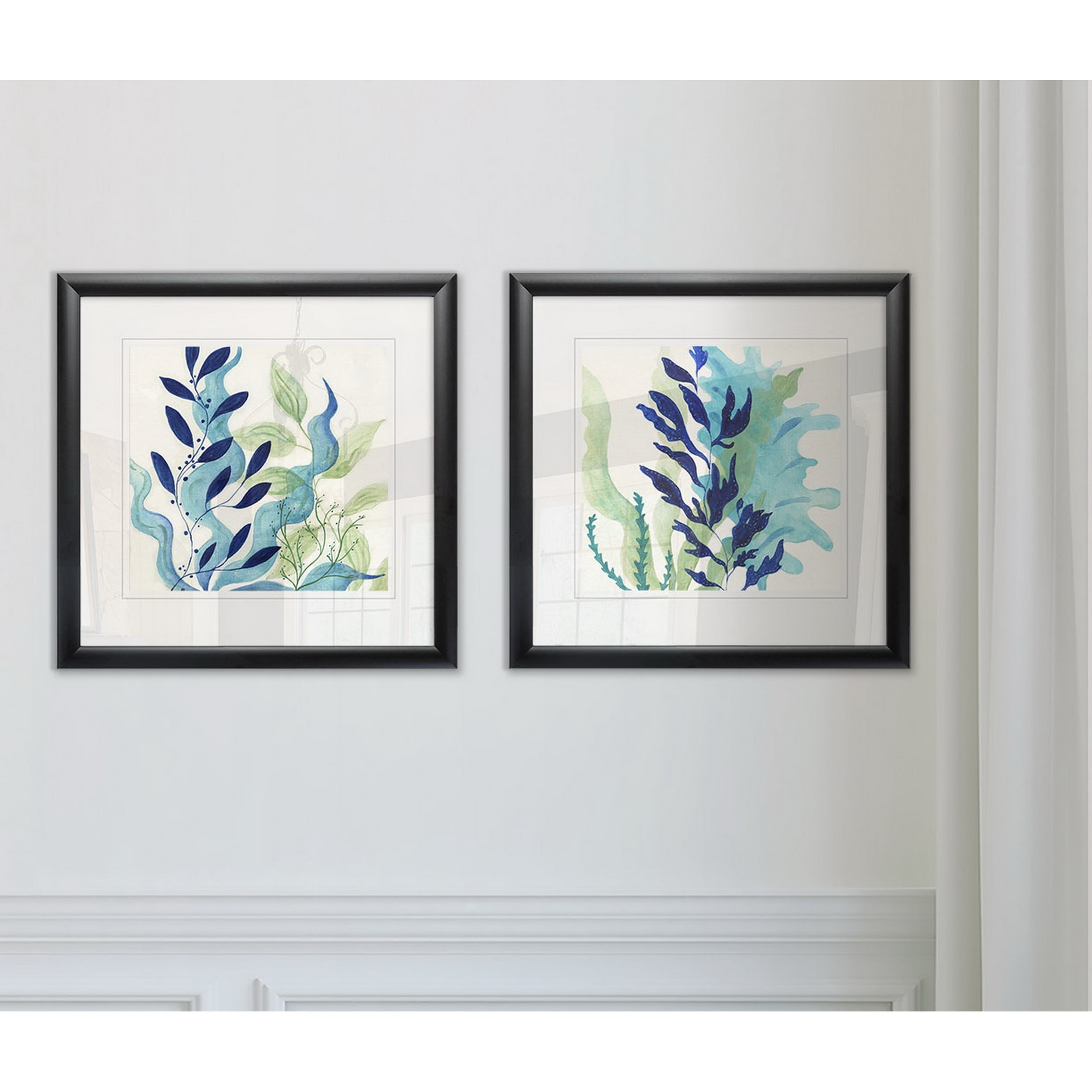 Blue Coral I Framed Art Prints Set with Acrylic Glass