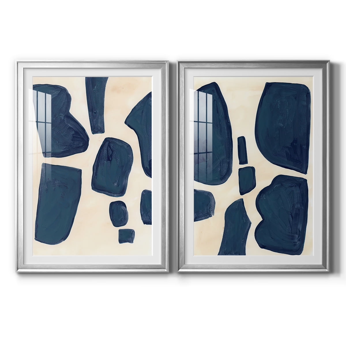 Wexford Home Blue Pieces I Abstract Art, Framed Art, 22.5" x 30.5" Silver Frame, Ready-Hang