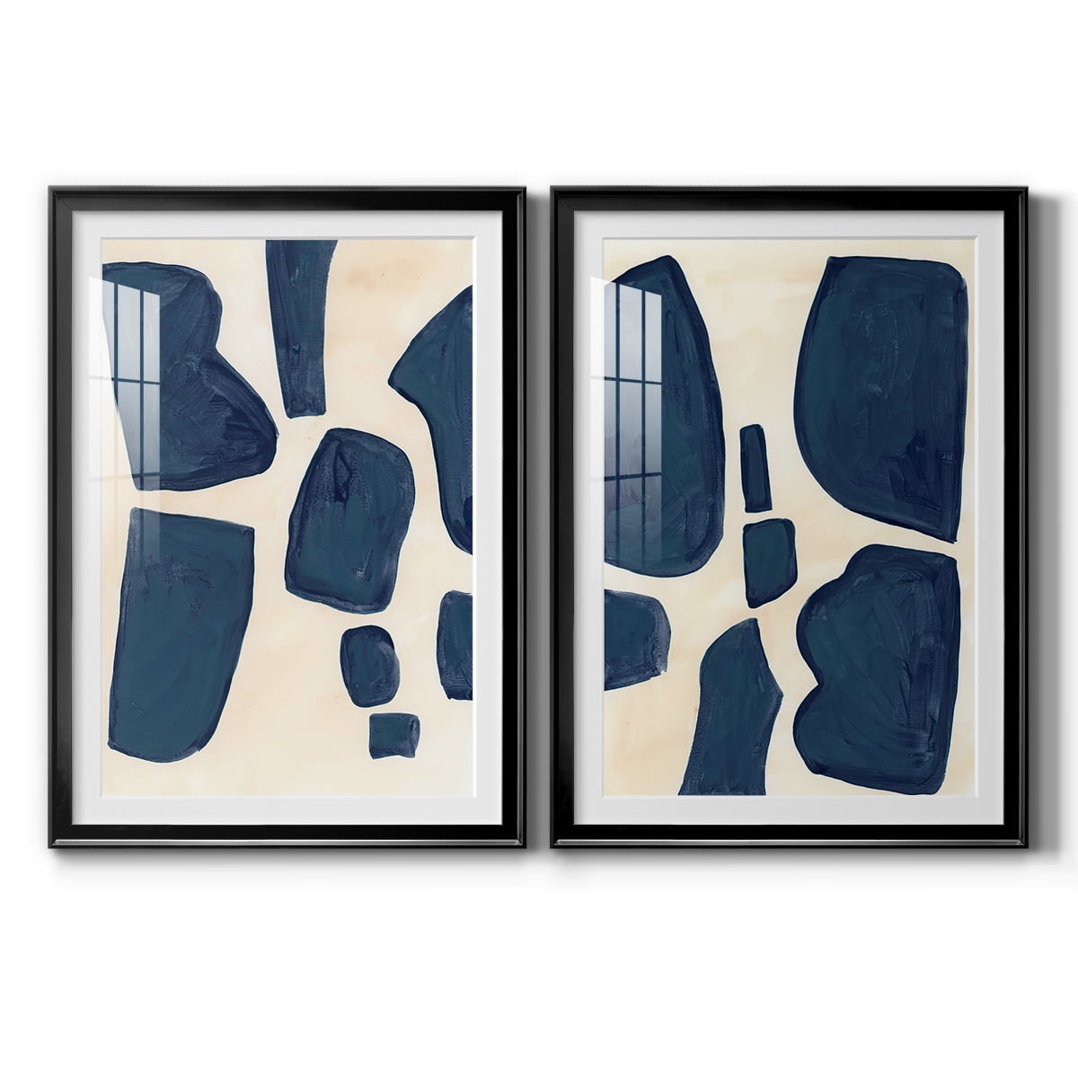 Wexford Home Blue Pieces I Abstract Art, Framed Art, 26.5" x 36.5" Black Frame, Ready-Hang