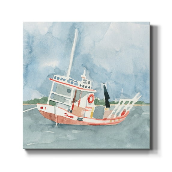 Wexford Home Bright Fishing Boat II-Premium Gallery Wrapped Canvas, 16" x 16" - Ready to Hang