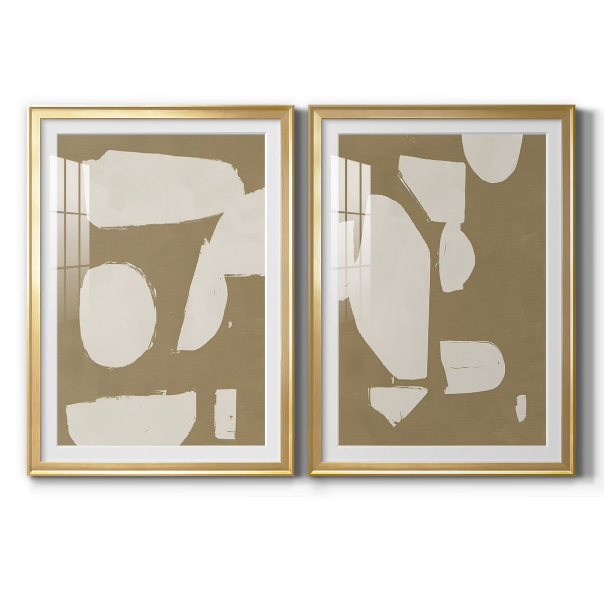 Wexford Home Chunky Abstract I Premium Framed Print, 22.5" x 30.5" - Ready to Hang, Gold (Set of 2)
