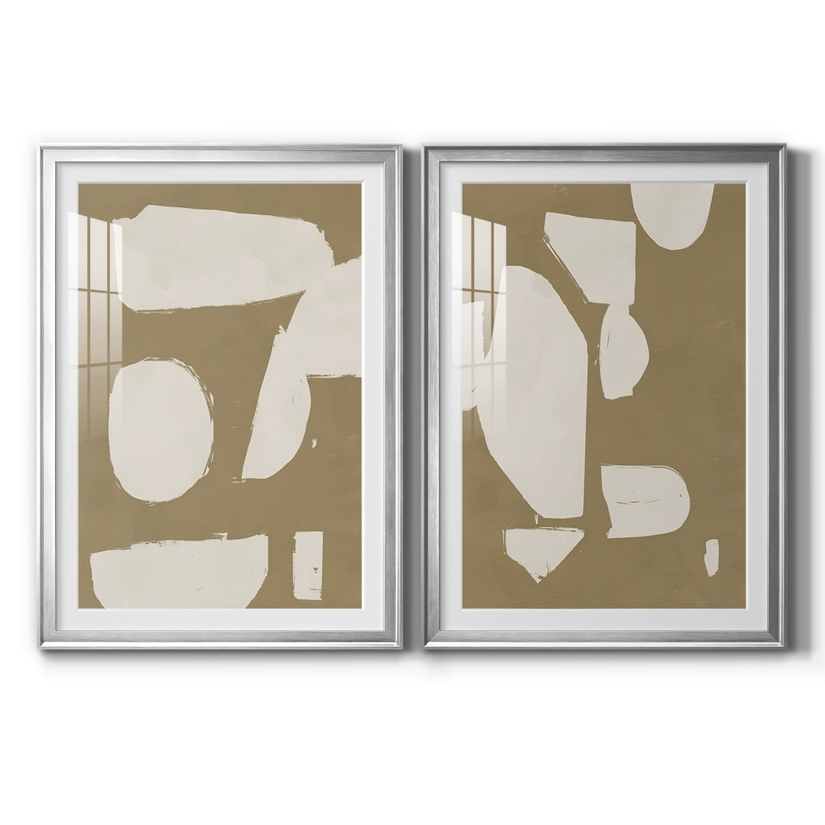 Wexford Home Chunky Abstract I Premium Framed Print, 22.5" x 30.5" - Ready to Hang, Silver (Set of 2)