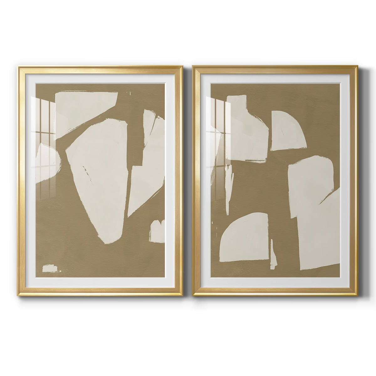 Wexford Home Chunky Abstract III Premium Framed Print, 18.5" x 24.5" - Ready to Hang, Gold (Set of 2)