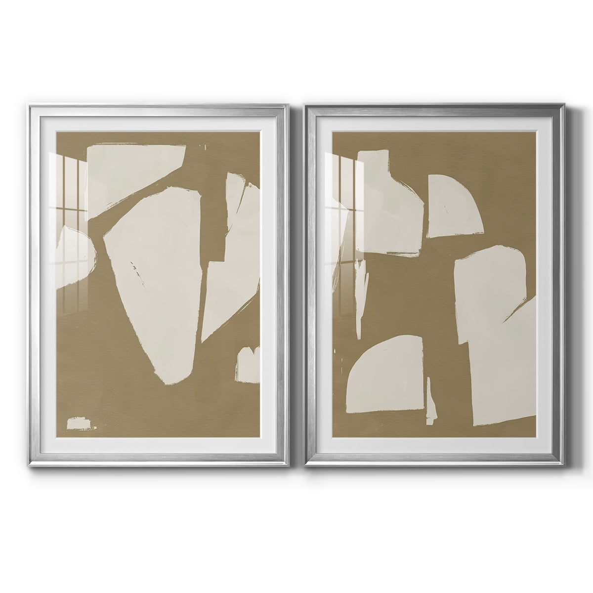 Wexford Home Chunky Abstract III Premium Framed Print, 26.5" x 36.5" - Ready to Hang, Silver (Set of 2)