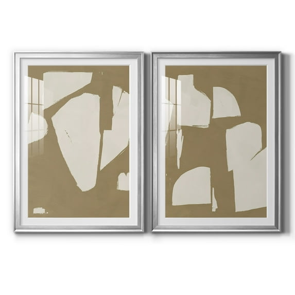 Wexford Home Chunky Abstract III Premium Framed Print, 26.5" x 36.5" - Ready to Hang, Silver (Set of 2)