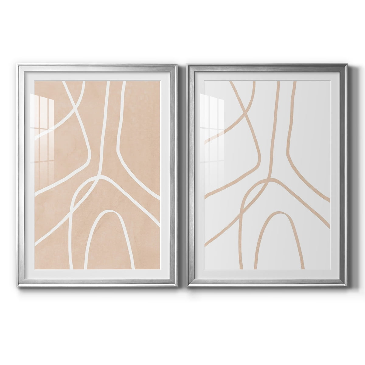 Wexford Home Clean Contour III Premium Framed Print, 18.5" x 24.5" - Ready to Hang, Silver (Set of 2)