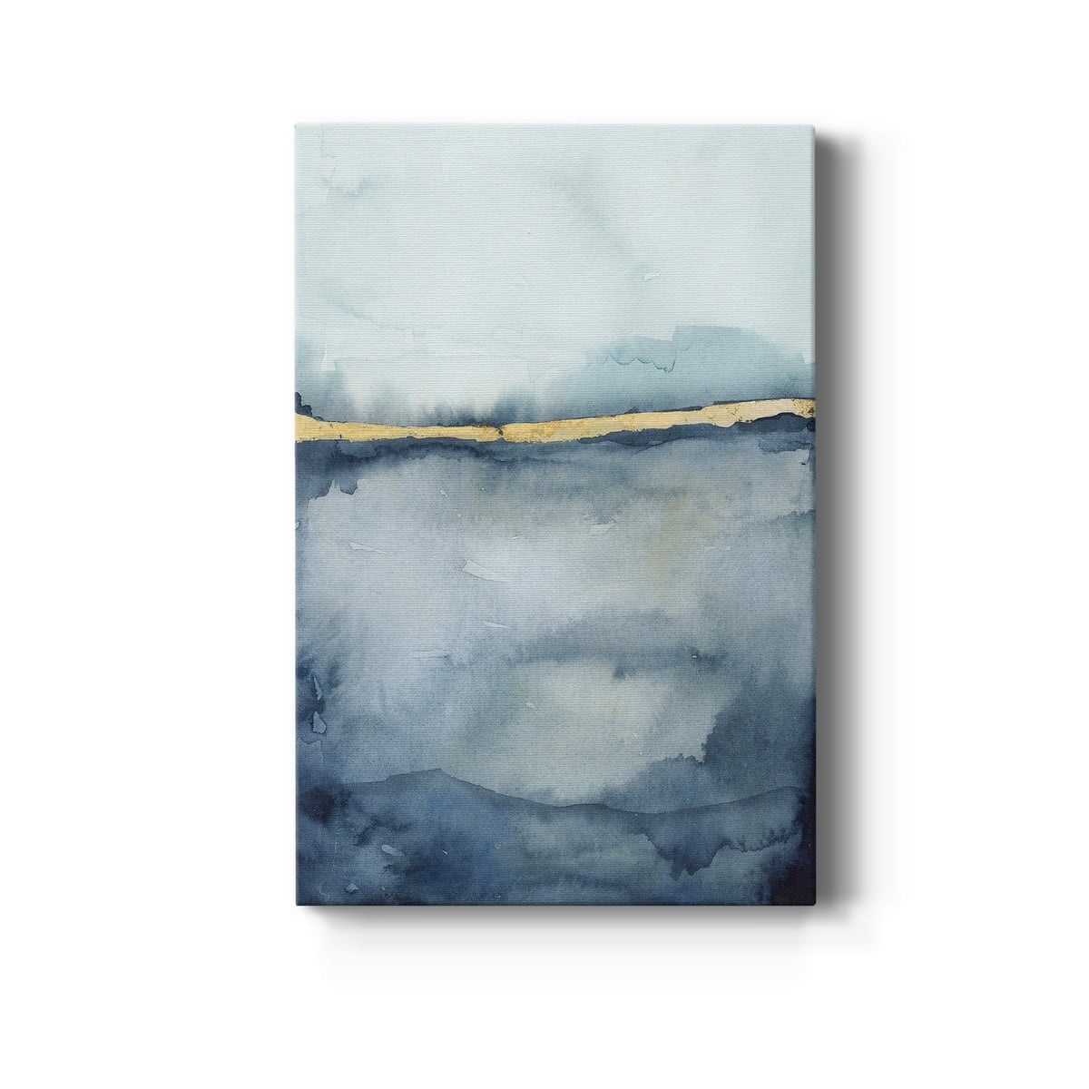 Coastal Horizon Blue and Gold Canvas Wall Art
