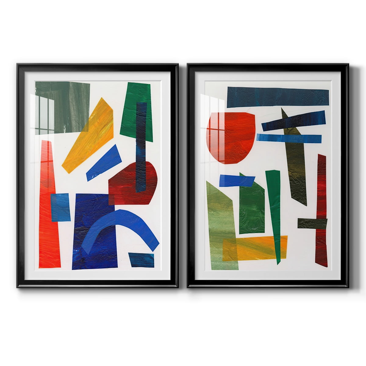 Wexford Home Colorful Shapes I Premium Framed Print, 26.5" x 36.5" - Ready to Hang, Black (Set of 2)