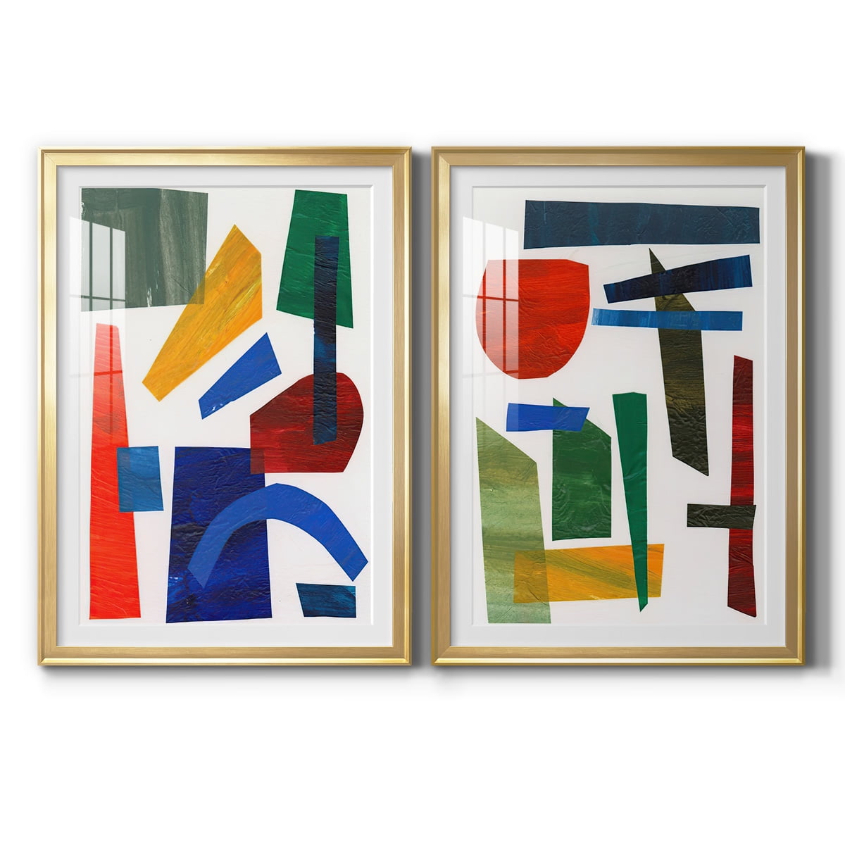 Wexford Home Colorful Shapes I Premium Framed Print, 30.5" x 42.5" - Ready to Hang, Gold (Set of 2)