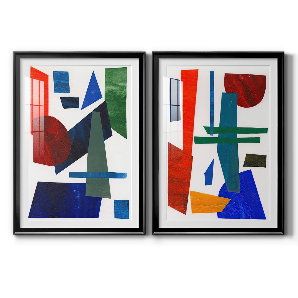 Wexford Home Colorful Shapes III Premium Framed Print, 22.5" x 30.5" - Ready to Hang, Black (Set of 2)